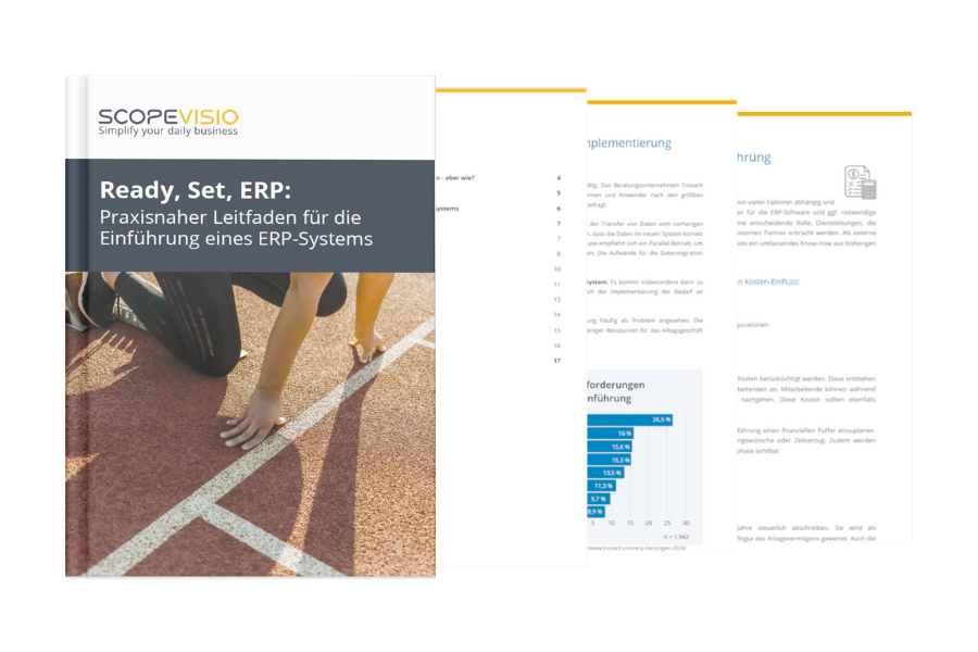 Whitepaper-Vorschau auf 4 Seiten: Ready, Set, ERP: Praxisnaher Leitfaden für die Einführung eines ERP-Systems